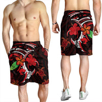 Hawaiian Turtle Hibiscus And Plumeria Flower Polynesian Men's Shorts - AH - Polynesian Pride