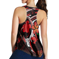 Hawaiian Turtle Hibiscus And Plumeria Flower Polynesian Racerback Tank - AH - Polynesian Pride