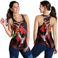 Hawaiian Turtle Hibiscus And Plumeria Flower Polynesian Racerback Tank - AH Black - Polynesian Pride
