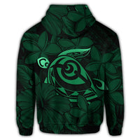 Hawaiian Turtle Hibiscus Plumeria Kanaka Polynesian Hoodie Green Soft Style - Polynesian Pride