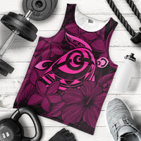 Hawaiian Turtle Hibiscus Plumeria Kanaka Polynesian Tank Top Pink - Soft Style - AH - Polynesian Pride