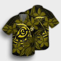 Hawaiian Turtle Hibiscus Plumeria Kanaka Polynesian Hawaiian Shirt Yellow - Soft Style - AH - Polynesian Pride