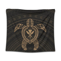 Hawaiian Turtle Kanaka Polynesian Tapestry - Gold - AH Wall Tapestry Black - Polynesian Pride