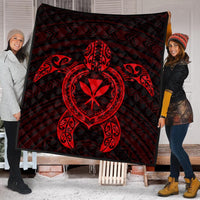 Hawaiian Turtle Kanaka Polynesian Premium Quilts - Red - AH - Polynesian Pride