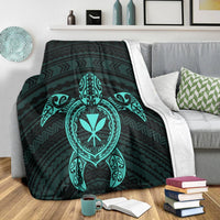 Hawaiian Turtle Kanaka Polynesian Premium Blankets - Turquoise - AH - Polynesian Pride