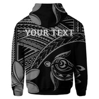Custom Hawaiian Turtle Plumeria Kakau Polynesian Quilt Hoodie Neo Gray - Polynesian Pride