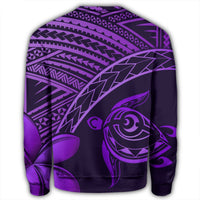 Hawaiian Turtle Plumeria Kakau Polynesian Quilt Sweatshirt Neo Purple AH - Polynesian Pride