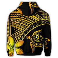 Hawaiian Turtle Plumeria Kakau Polynesian Quilt Zip Hoodie Neo Yellow - Polynesian Pride