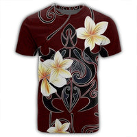 Hawaiian Turtle Plumeria Polynesian T Shirt Red AH - Polynesian Pride