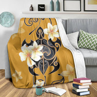 Hawaiian Turtle Plumeria Polynesian Premium Blankets Yellow - AH - Polynesian Pride