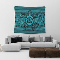 Hawaiian Turtle Polynesian Tribal Tapestry Blue AH - Polynesian Pride