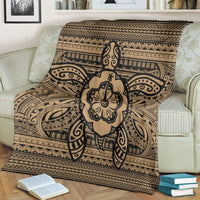 Hawaiian Turtle Polyensian Tribal Premium Blankets Gold AH - Polynesian Pride