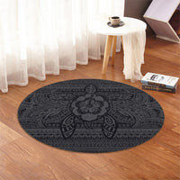 Hawaiian Turtle Polynesian Tribal Round Carpet Gray AH - Polynesian Pride