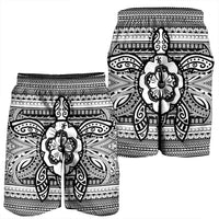 Hawaiian Turtle Polynesian Tribal Men's Shorts White AH - Polynesian Pride