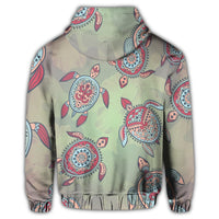 Hawaiian Turtle Polynesian Zip Hoodie - Polynesian Pride