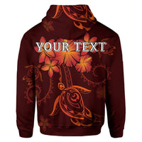 Custom Hawaiian Turtles Hibiscus Plumeria Polynesian Hoodie Red - Polynesian Pride