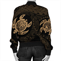 Hawaiian Two Turtle Polynesian Bomber Jacket Gold AH - Polynesian Pride