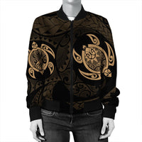 Hawaiian Two Turtle Polynesian Bomber Jacket Gold AH - Polynesian Pride