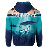 Custom Hawaiian Whale and Turtle In Sunset Polynesian Hoodie - Polynesian Pride
