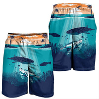 Hawaiian Whale And Turtle In Sunset Polynesian Men's Shorts - AH - Polynesian Pride