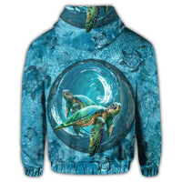Hawaiian Whirlpool Turtle Polynesian Zip Hoodie - Polynesian Pride