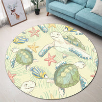 Hawaiian World Animals In Sea Round Carpet - AH - Polynesian Pride