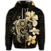 Hibiscus Plumeria Mix Polynesian Turtle Zip Hoodie - Polynesian Pride