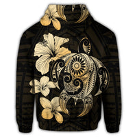 Hibiscus Plumeria Mix Polynesian Turtle Zip Hoodie - Polynesian Pride