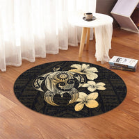 Hibiscus Plumeria Mix Polynesian Turtle Round Carpet - AH - Polynesian Pride