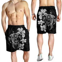 Hibiscus Plumeria Mix Polynesian Turtle Men's Shorts Gray - AH - Polynesian Pride