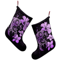 Hibiscus Plumeria Mix Polynesian Turtle Christmas Stocking Violet - AH - Polynesian Pride