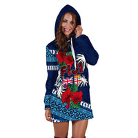 Fiji Patterns With Hibiscus Hoodie Dress LT6 - Polynesian Pride