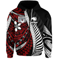 Custom Mate Maa Tonga Mixed Aotearoa Kiwis Rugby Hoodie Silver Fern Mixed Polynesian Style LT9 Zip Hoodie Black - Polynesian Pride