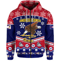 Custom American Samoa Tribal Polynesian Christmas Vibe Hoodie LT9 Zip Hoodie Red - Polynesian Pride