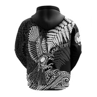 Custom Aotearoa Silver Fern Zip up Hoodie Flying Karearea LT7 - Polynesian Pride
