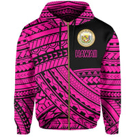 Polynesian Protect Mauna Kea Kanaka Maoli Hawaii Zip Hoodie Pink Quarter Style - Polynesian Pride