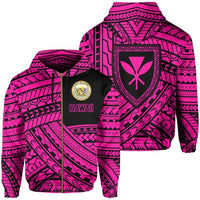 Polynesian Protect Mauna Kea Kanaka Maoli Hawaii Zip Hoodie Pink Quarter Style Unisex Pink - Polynesian Pride