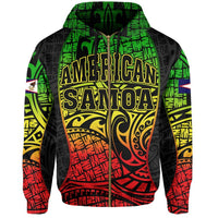 American Samoa Reggae Hoodie Zip Gel Style - Polynesian Pride