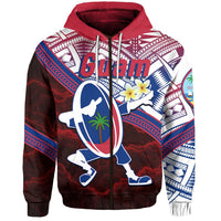 Guam Rugby Zip Hoodie Dab Trend Creative Unisex Red - Polynesian Pride