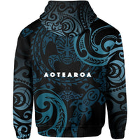 Maori Tangaroa Zip Hoodie Blue - Polynesian Pride