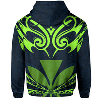 Hawaii Kanaka Polynesian Football Jersey Hoodie Zip Navy Bernice Style - Polynesian Pride
