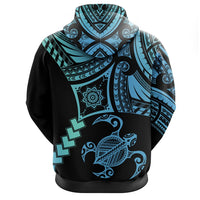 Hawaiian Turtle Polynesian Hoodie Turquoise Gada Style - Polynesian Pride