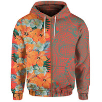 Tropical Polynesian Hawaiian Hoodie Zip Haka Style - Polynesian Pride