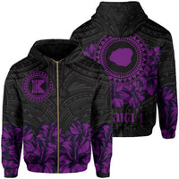 Kauai Map Hibiscus Polynesian Hoodie Zip Lithe Style Unisex Purple - Polynesian Pride