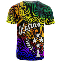 Kosrae Custom T Shirt Rainbow Polynesian Pattern - Polynesian Pride
