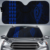 Kakau Polynesia Fish Hook Hawaii Car Sun Shade Auto Sun Shade Universal Fit Blue - Polynesian Pride