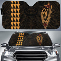 Kakau Polynesia Fish Hook Hawaii Car Sun Shade Auto Sun Shade Universal Fit Old Gold - Polynesian Pride
