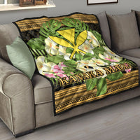 Hawaii Kanaka Maoli Premium Quilt - Polynesian Gold Patterns Collection - Polynesian Pride
