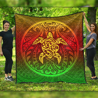 Kanaka Maoli Turtle Polynesian Premium Quilts - AH Black - Polynesian Pride