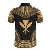Hawaii Custom Polo Shirt Kanaka Maoli Polynesian Chief Tattoo Gold Version - Polynesian Pride